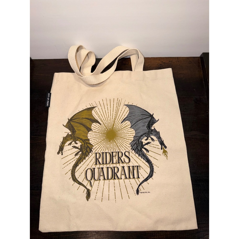 Out of Print Fourth Wing Riders Quadrant Canvas Tote Bag Rebecca Yarro's Dragons
